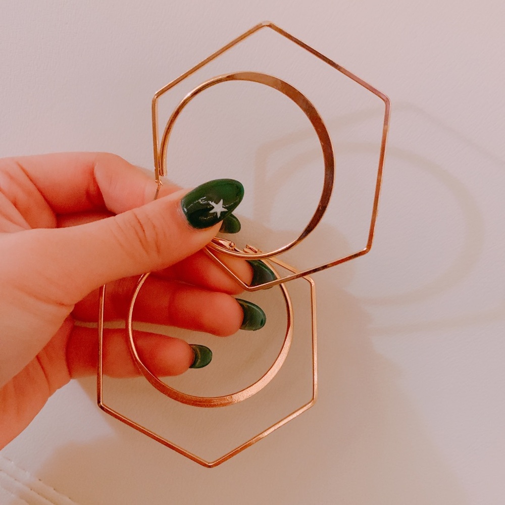 gold hexagon/hoop earrings